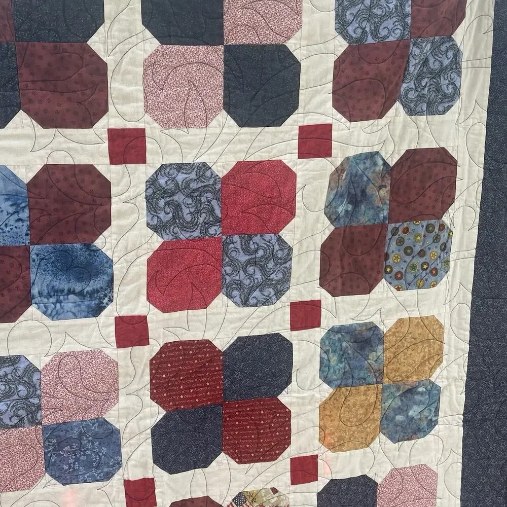 Vintage Bow tie Pattern Quilt. 50”x65” Heartland Quilters Machine Washable